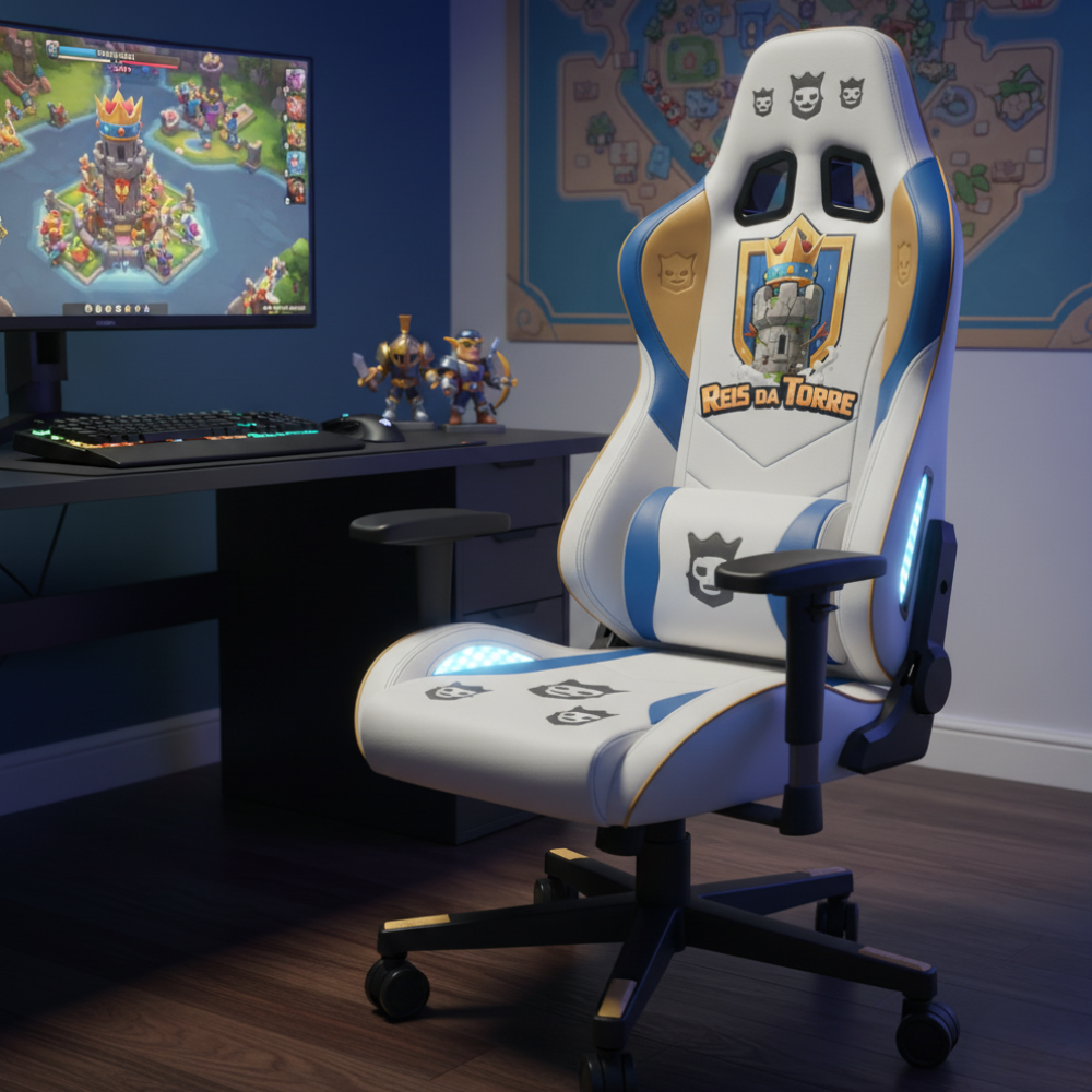 Cadeira gamer Oficial Reis da Torre cor branca